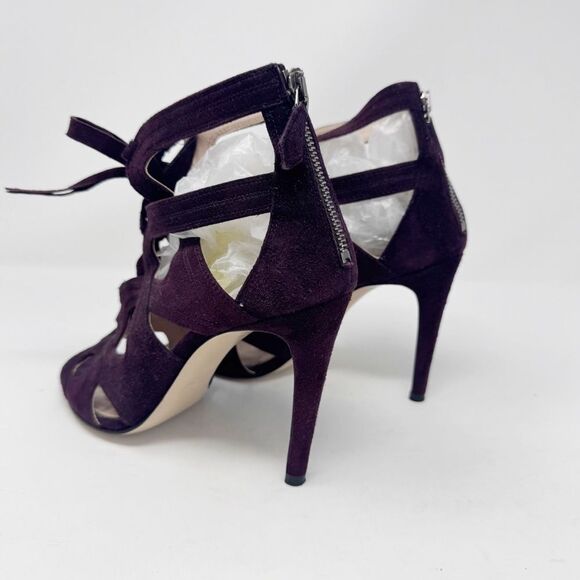 MIU MIU | Deep Purple Suede Strappy Heels Booties Women’s Size 37.5 (7-7.5) - Picture 5 of 12
